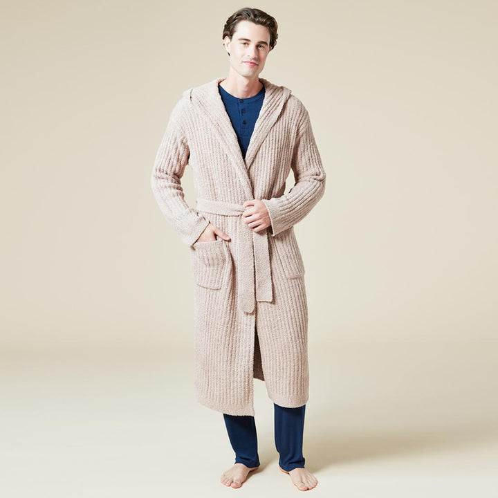 Solid Rib Marshmallow Unisex Hooded Robe - Coco